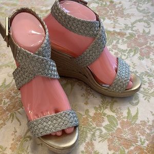 Size 5.5 Gold Espadrille Wedge Sandals